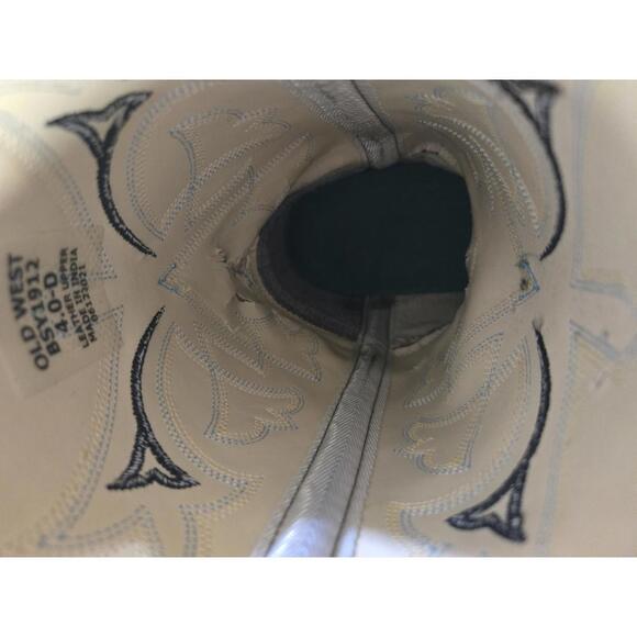 Old West Brown Western Cowboy Boots with Embroidered Design Boys - Picture 8 of 12